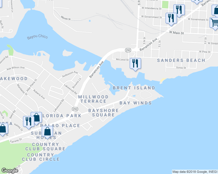 map of restaurants, bars, coffee shops, grocery stores, and more near 1280 Mahogany Mill Road in Pensacola