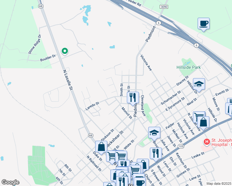 map of restaurants, bars, coffee shops, grocery stores, and more near 201 Setting Way in Navasota