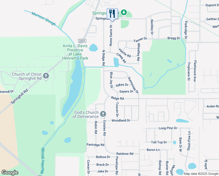 map of restaurants, bars, coffee shops, grocery stores, and more near 3424 Blue Jay Drive in Tallahassee