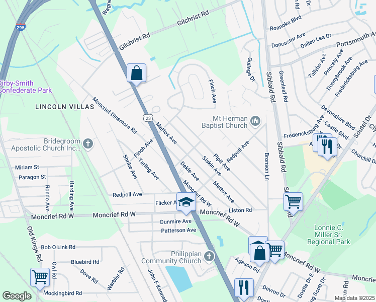 map of restaurants, bars, coffee shops, grocery stores, and more near 8005 Mattox Avenue in Jacksonville
