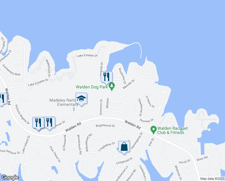 map of restaurants, bars, coffee shops, grocery stores, and more near 12455 Melville Drive in Montgomery