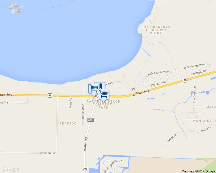 map of restaurants, bars, coffee shops, grocery stores, and more near 751 Halcyon Circle in Pensacola