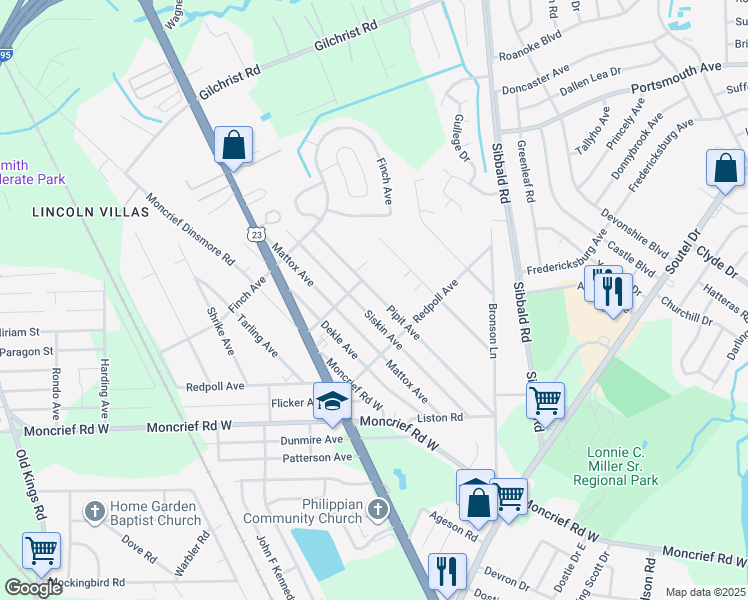 map of restaurants, bars, coffee shops, grocery stores, and more near 7960 Pipit Avenue in Jacksonville
