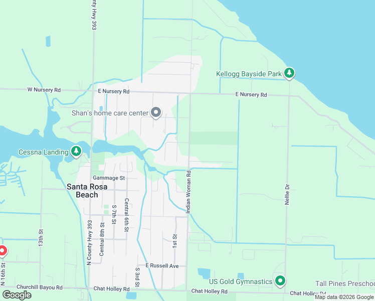 map of restaurants, bars, coffee shops, grocery stores, and more near 725 Indian Woman Road in Santa Rosa Beach