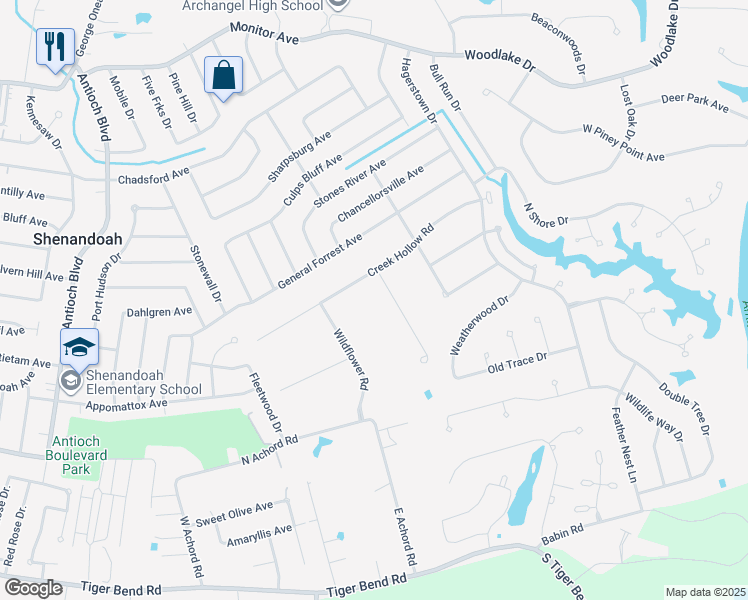 map of restaurants, bars, coffee shops, grocery stores, and more near 5932 Harness Road in Baton Rouge