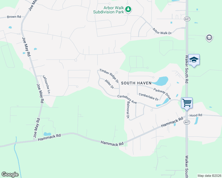 map of restaurants, bars, coffee shops, grocery stores, and more near 13370 Alder Drive in Denham Springs