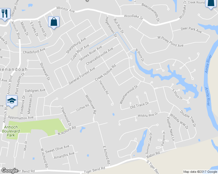 map of restaurants, bars, coffee shops, grocery stores, and more near 6025 Harness Road in Baton Rouge