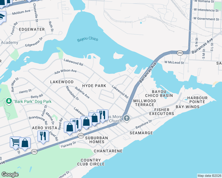 map of restaurants, bars, coffee shops, grocery stores, and more near 487 Portside Drive in Pensacola