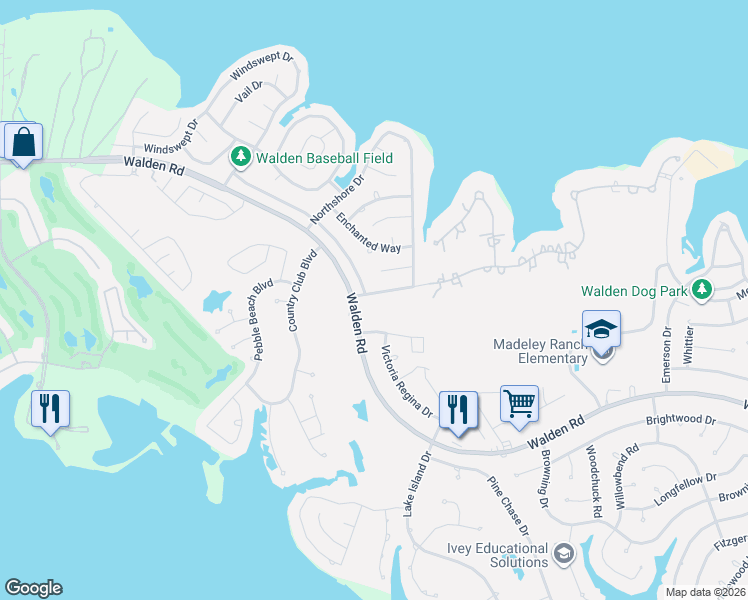 map of restaurants, bars, coffee shops, grocery stores, and more near 236 Lake Estates Drive in Montgomery