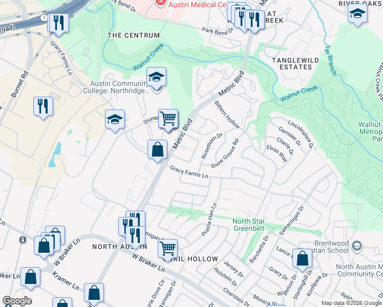 map of restaurants, bars, coffee shops, grocery stores, and more near 1901 Albury Cove in Austin