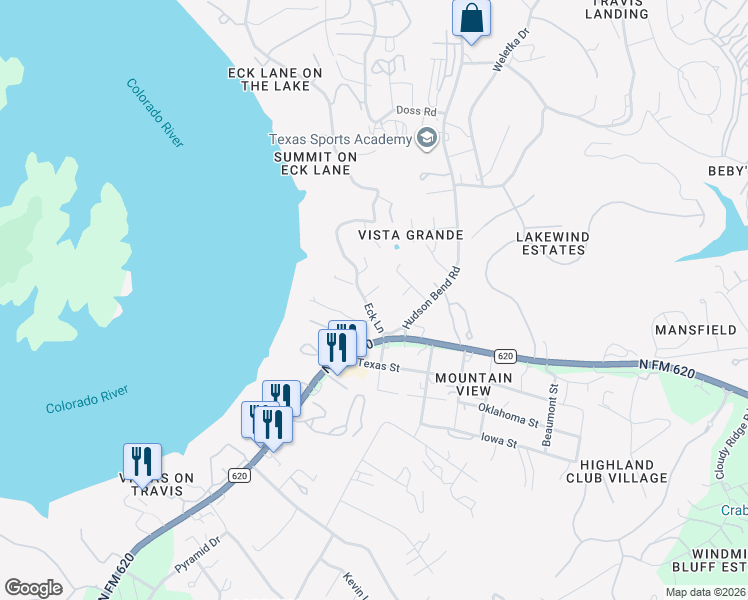 map of restaurants, bars, coffee shops, grocery stores, and more near 3717 Alazan Circle in Austin