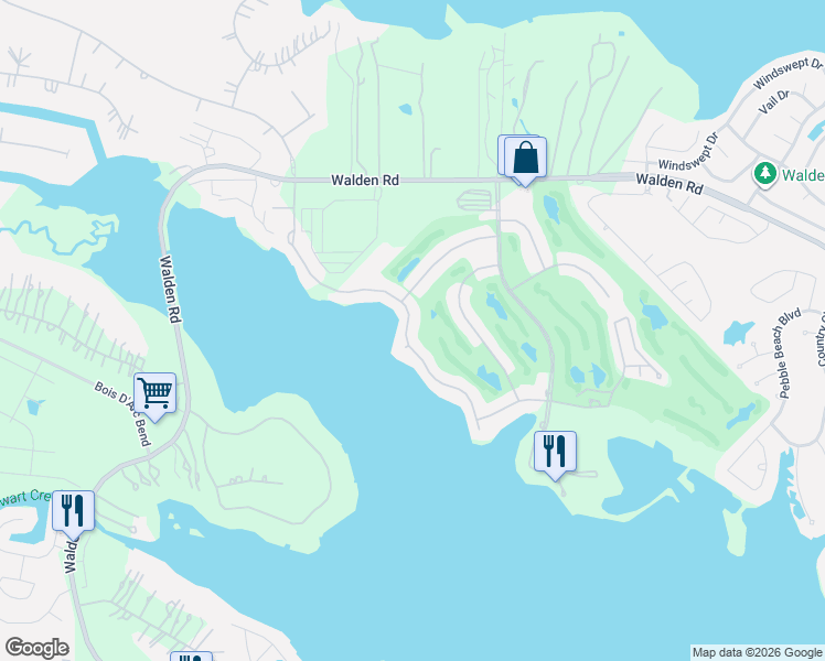 map of restaurants, bars, coffee shops, grocery stores, and more near 71 La Costa Drive in Montgomery