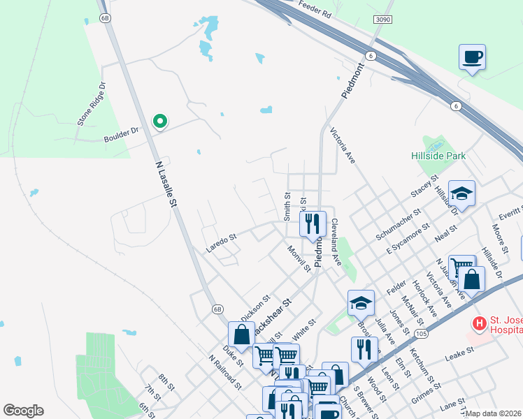 map of restaurants, bars, coffee shops, grocery stores, and more near 210 Setting Way in Navasota