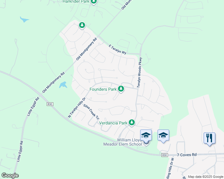 map of restaurants, bars, coffee shops, grocery stores, and more near 358 South Cadence Hills Loop in Willis