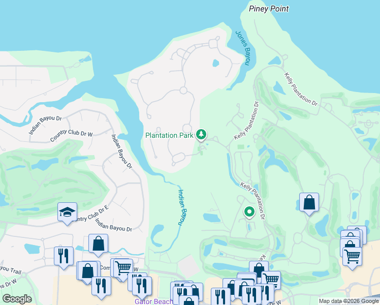 map of restaurants, bars, coffee shops, grocery stores, and more near 255 Leaning Pines Loop in Destin