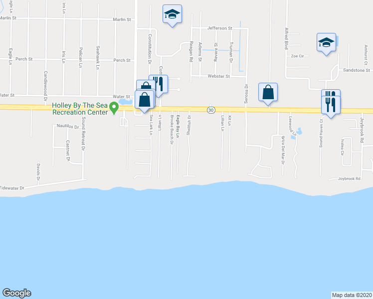 map of restaurants, bars, coffee shops, grocery stores, and more near 1737 Shellfish Drive in Navarre