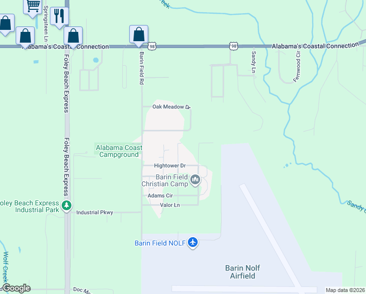 map of restaurants, bars, coffee shops, grocery stores, and more near 11930 Workman Avenue in Foley