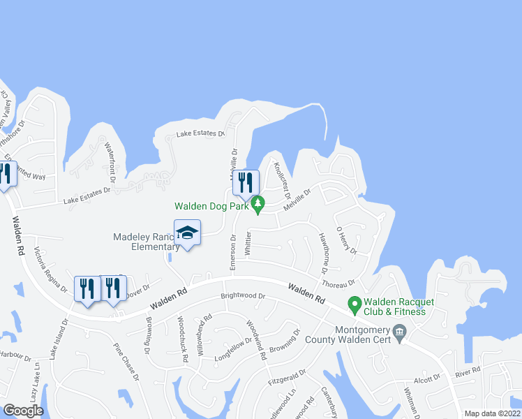 map of restaurants, bars, coffee shops, grocery stores, and more near 12335 Glenview Drive in Montgomery