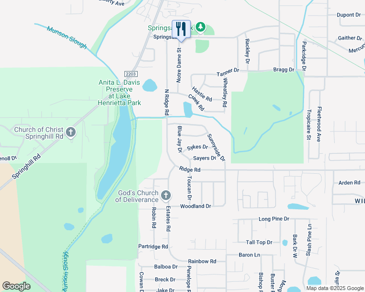 map of restaurants, bars, coffee shops, grocery stores, and more near 3424 Blue Jay Drive in Tallahassee