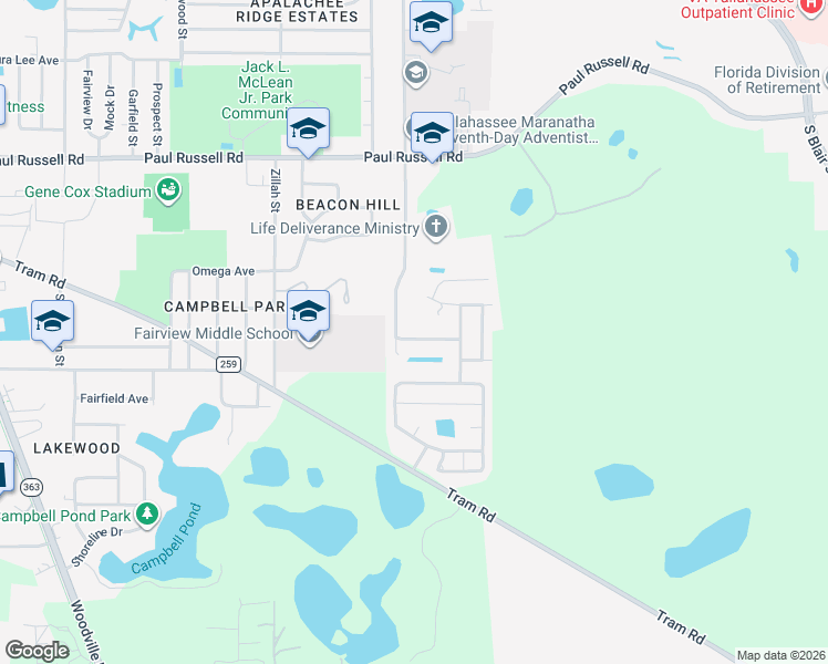 map of restaurants, bars, coffee shops, grocery stores, and more near 901 Saddle Creek Run in Tallahassee