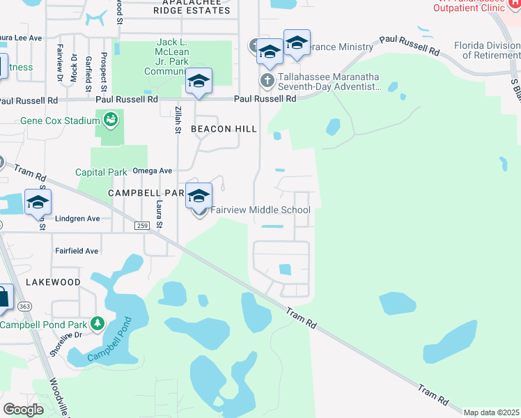 map of restaurants, bars, coffee shops, grocery stores, and more near 904 Saddle Creek Run in Tallahassee
