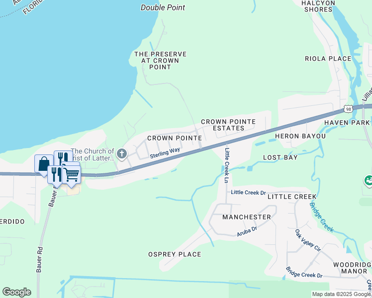 map of restaurants, bars, coffee shops, grocery stores, and more near 820 Sterling Way in Pensacola
