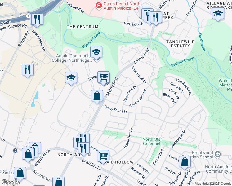 map of restaurants, bars, coffee shops, grocery stores, and more near 1901 Albury Cove in Austin
