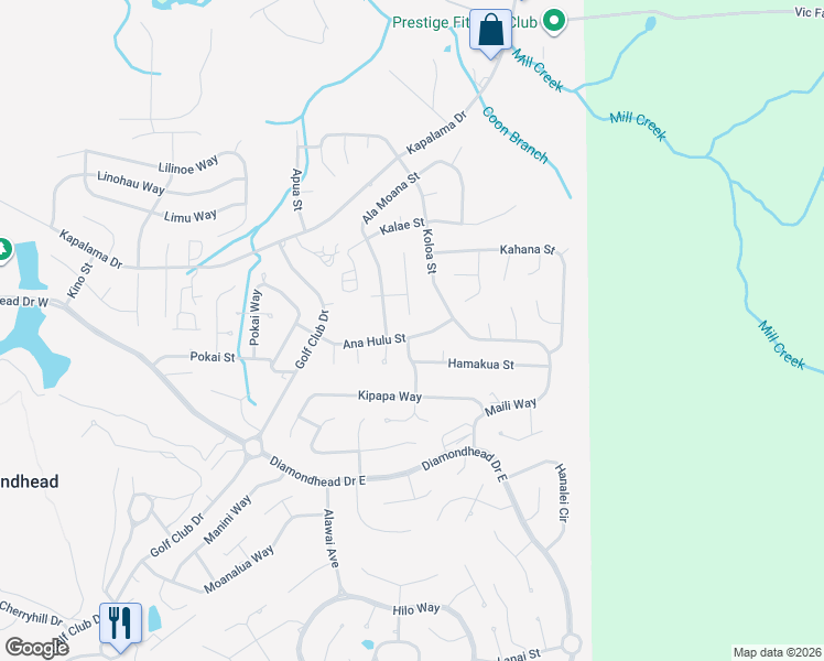 map of restaurants, bars, coffee shops, grocery stores, and more near 985 Hamakua St in Diamondhead