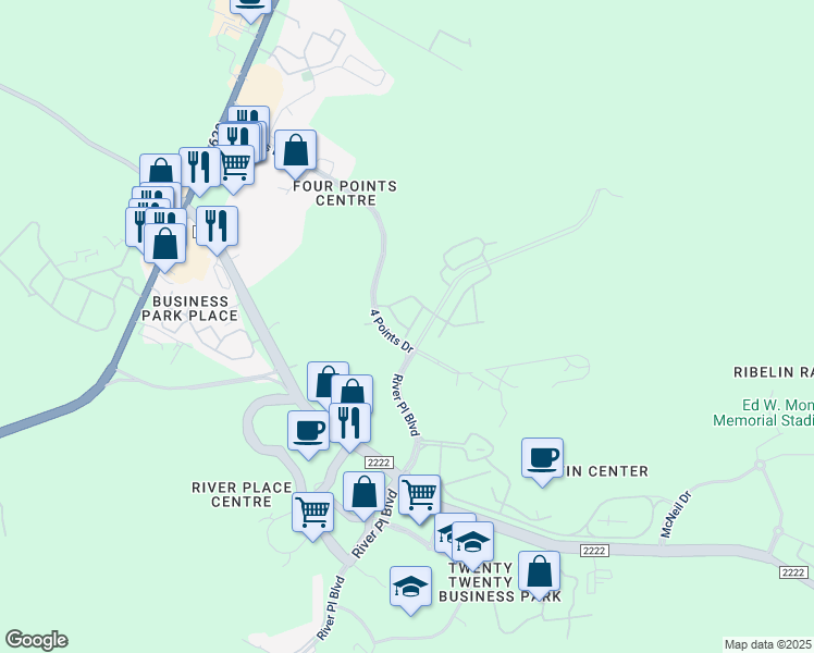 map of restaurants, bars, coffee shops, grocery stores, and more near 10900 Hidden Caves Way in Austin