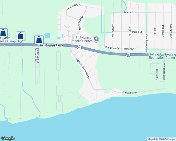 map of restaurants, bars, coffee shops, grocery stores, and more near 6464 Sailport Cove in Gulf Breeze