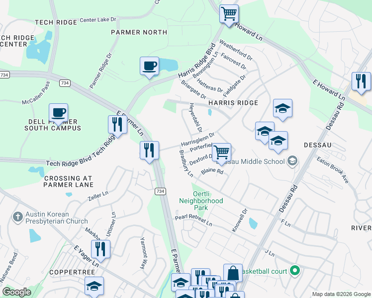 map of restaurants, bars, coffee shops, grocery stores, and more near 1101 Minerva Street in Austin