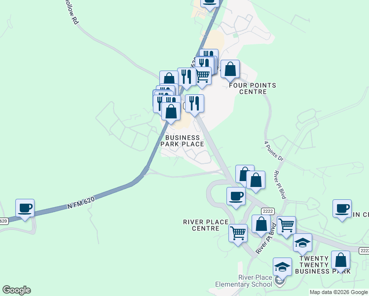 map of restaurants, bars, coffee shops, grocery stores, and more near 6811 Ranch Road 620 N in Austin