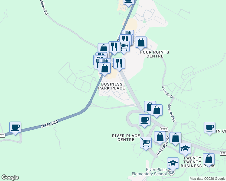 map of restaurants, bars, coffee shops, grocery stores, and more near 6811 Ranch Road 620 N in Austin