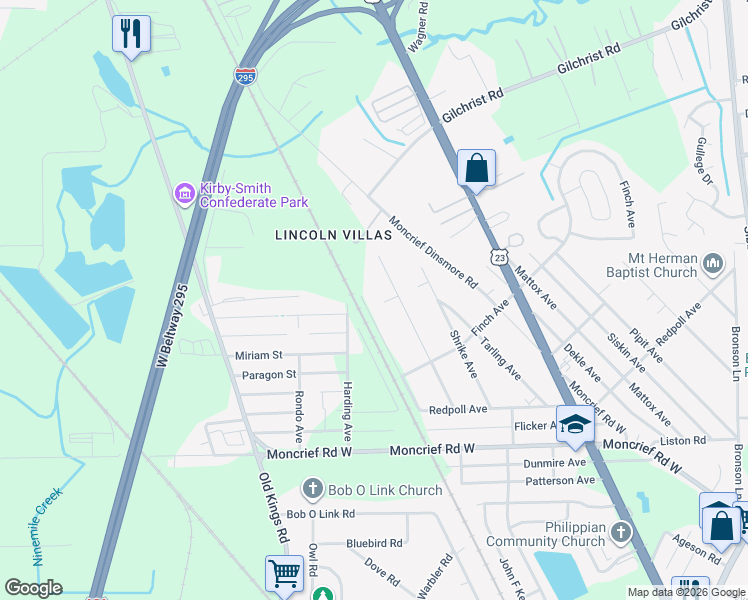 map of restaurants, bars, coffee shops, grocery stores, and more near 8168 Waxwing Avenue in Jacksonville