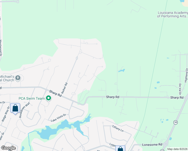 map of restaurants, bars, coffee shops, grocery stores, and more near 298 Lochmere Drive in Mandeville