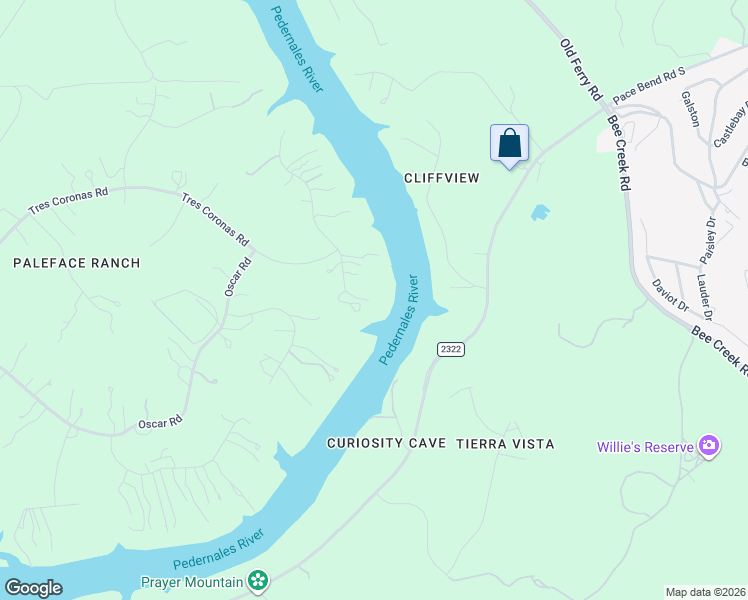 map of restaurants, bars, coffee shops, grocery stores, and more near 1527 Likeness Road in Spicewood