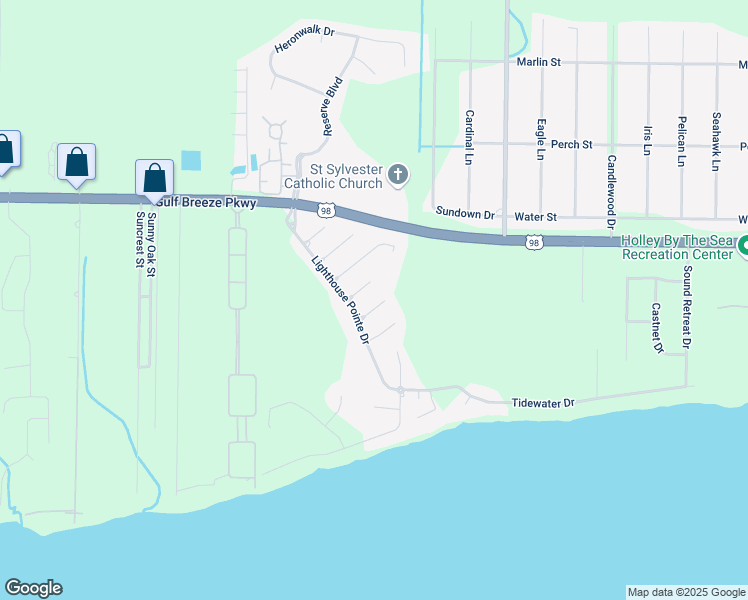 map of restaurants, bars, coffee shops, grocery stores, and more near 6476 Sailport Cove in Gulf Breeze