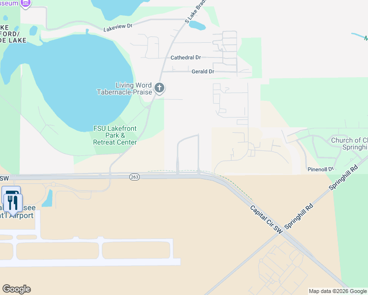 map of restaurants, bars, coffee shops, grocery stores, and more near 4303 Aviation Avenue in Tallahassee