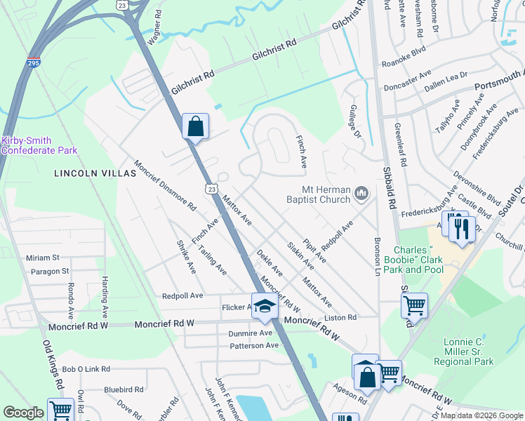 map of restaurants, bars, coffee shops, grocery stores, and more near 8098 Pipit Avenue in Jacksonville
