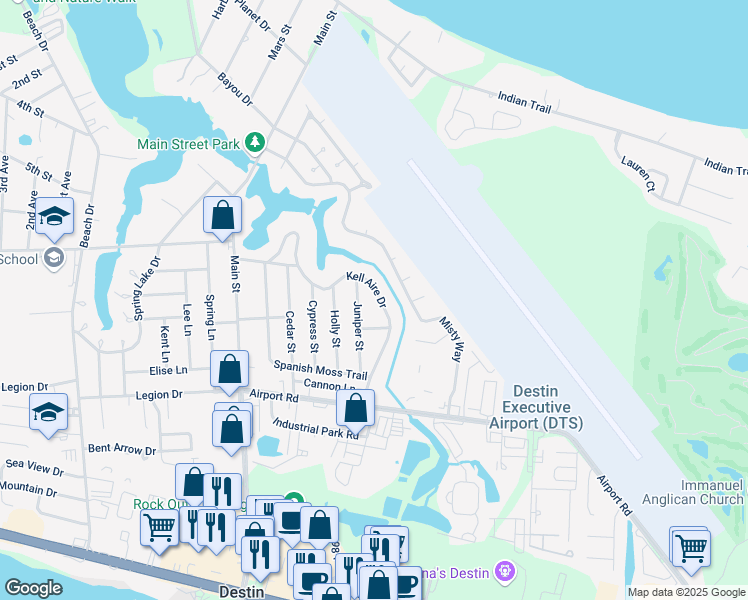 map of restaurants, bars, coffee shops, grocery stores, and more near 860 Kell Aire Drive in Destin