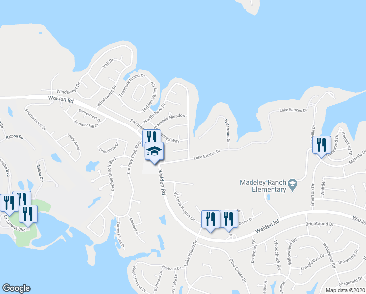 map of restaurants, bars, coffee shops, grocery stores, and more near 3825 Evergreen Way in Montgomery