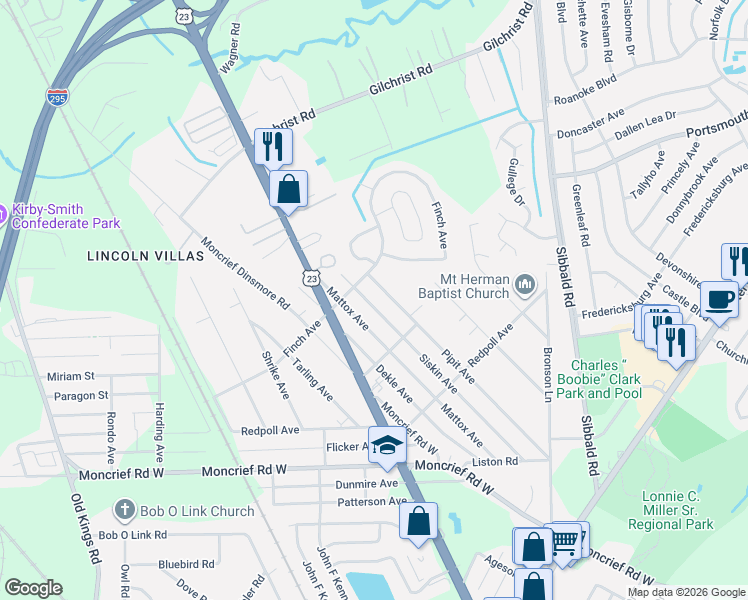 map of restaurants, bars, coffee shops, grocery stores, and more near 8136 Siskin Avenue in Jacksonville