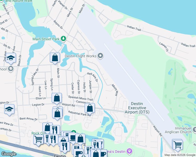 map of restaurants, bars, coffee shops, grocery stores, and more near 860 Kell Aire Drive in Destin