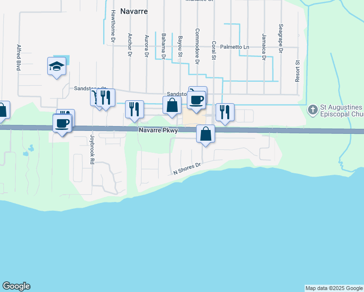 map of restaurants, bars, coffee shops, grocery stores, and more near 1814 Newport Street in Navarre