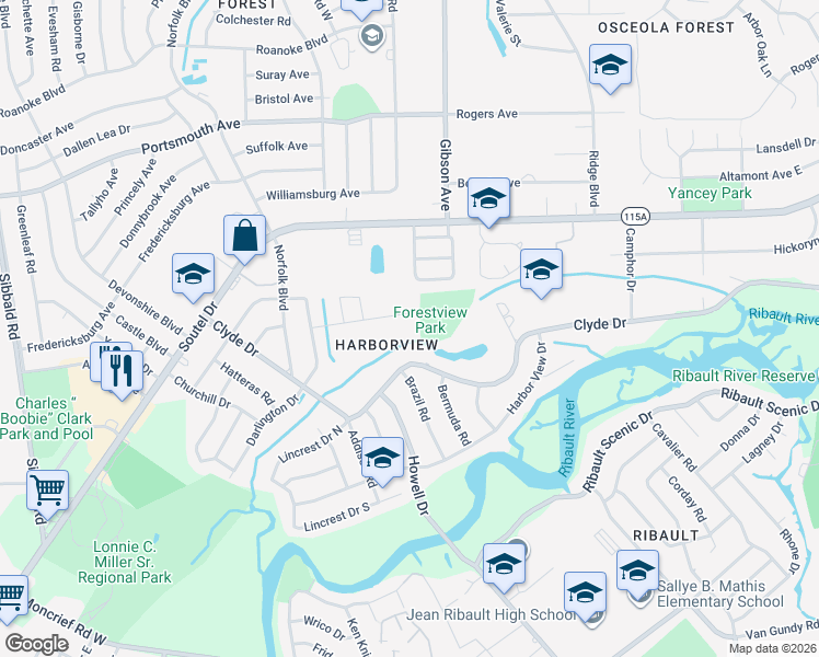 map of restaurants, bars, coffee shops, grocery stores, and more near 4416 Kenndle Road in Jacksonville