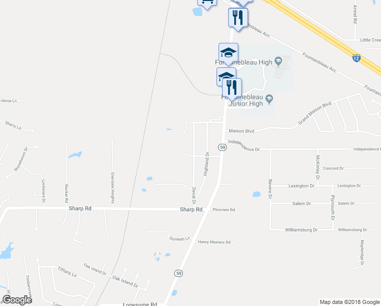 map of restaurants, bars, coffee shops, grocery stores, and more near 202 Deval Drive in Mandeville