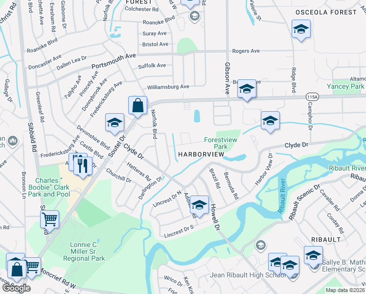 map of restaurants, bars, coffee shops, grocery stores, and more near 4462 Kenndle Road in Jacksonville