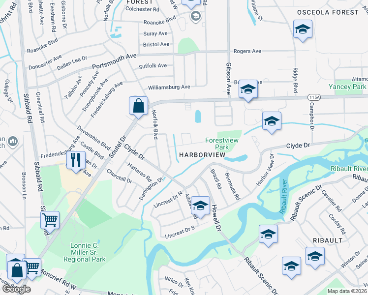 map of restaurants, bars, coffee shops, grocery stores, and more near 4436 Kenndle Road in Jacksonville