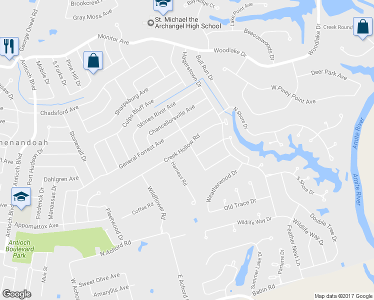 map of restaurants, bars, coffee shops, grocery stores, and more near 5910 Grand Coteau Drive in Baton Rouge