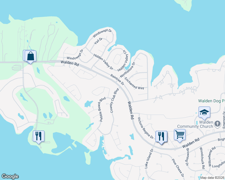 map of restaurants, bars, coffee shops, grocery stores, and more near 3615 Spy Glass Hill Drive in Montgomery